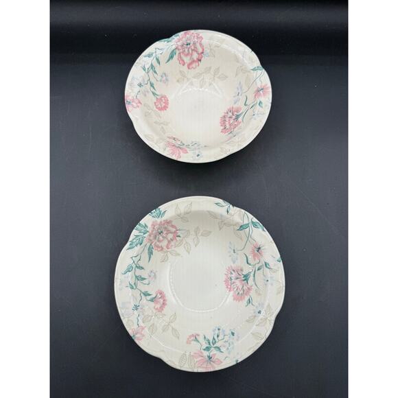 2 Vintage Johnson Brothers Lynton Pink Floral 6" Soup/Cereal Bowls - Picture 9 of 9